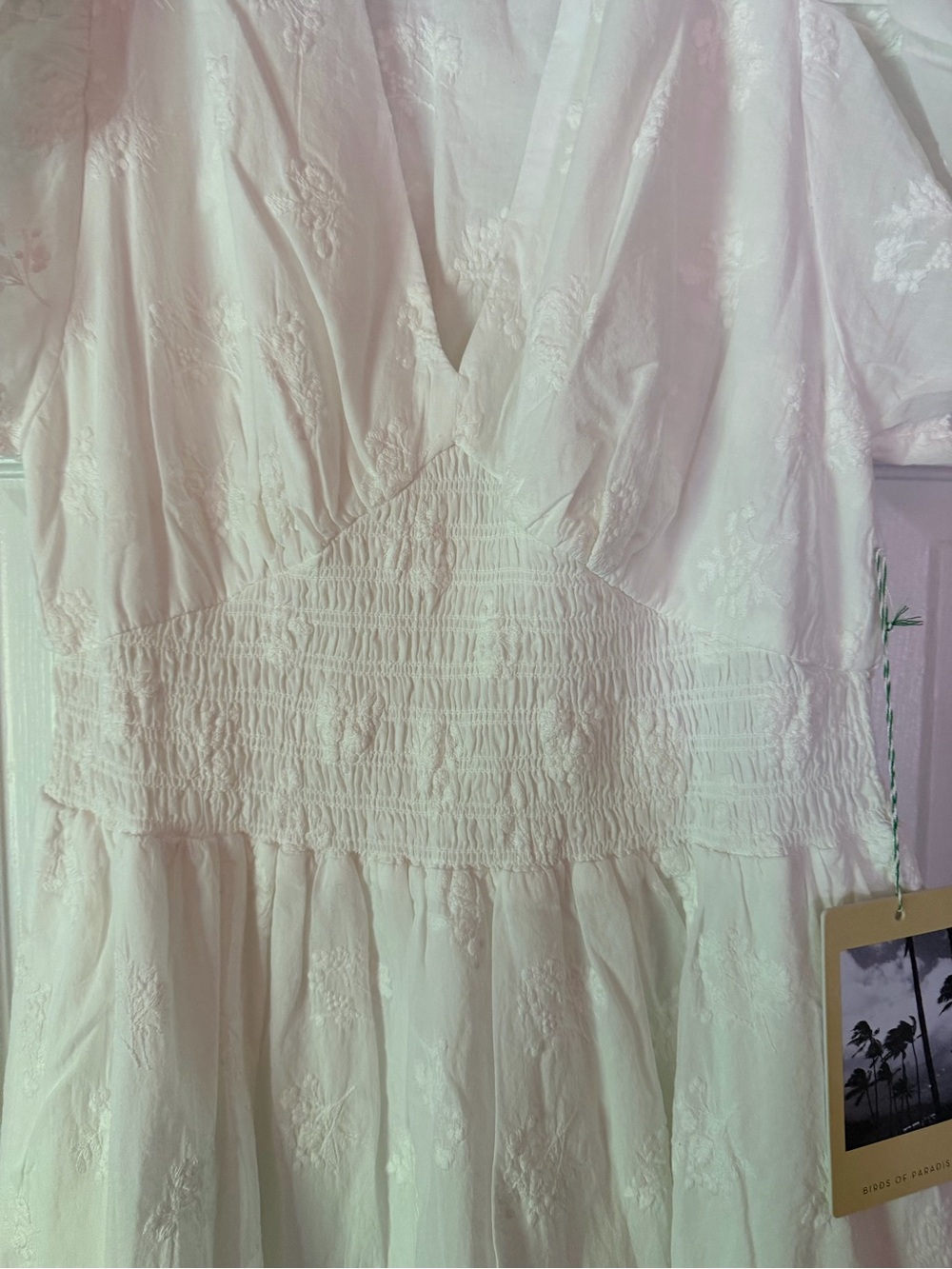 Trovata White V-Neck Embroidered Ruffle Midi Dress - Picture 5 of 6